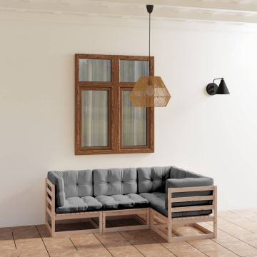 vidaXL Sodo komplektas su pagalvėlėmis, 4 dalių, pušies masyvas