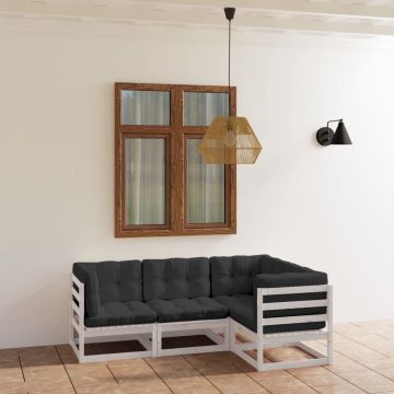 vidaXL Sodo komplektas su pagalvėlėmis, 4 dalių, pušies masyvas
