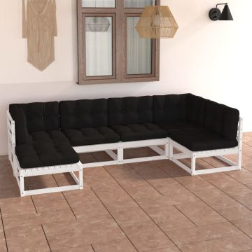 vidaXL Sodo komplektas su pagalvėlėmis, 6 dalių, pušies masyvas