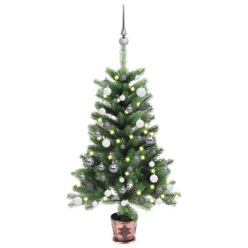 vidaXL Dirbtinė apšviesta Kalėdų eglutė su žaisliukais, žalia, 90cm