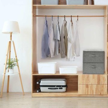 vidaXL Daiktadėžės, 2vnt., pilkos spalvos, 43x34x23cm, audinys