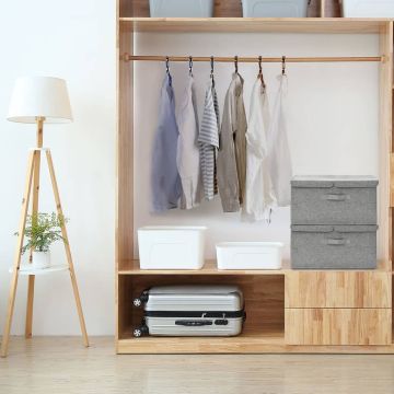 vidaXL Daiktadėžės, 2vnt., pilkos spalvos, 50x30x25cm, audinys