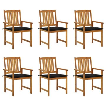 vidaXL Sodo kėdės su pagalvėlėmis, 6vnt., akacijos medienos masyvas