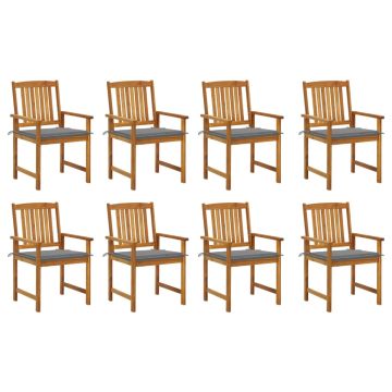 vidaXL Sodo kėdės su pagalvėlėmis, 8vnt., akacijos medienos masyvas