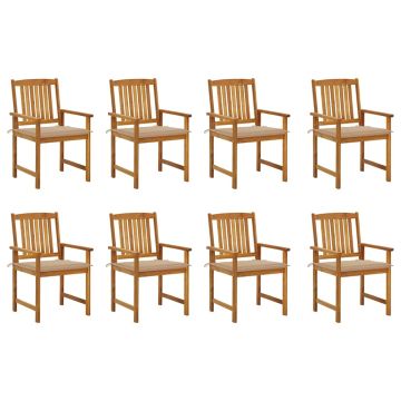 vidaXL Sodo kėdės su pagalvėlėmis, 8vnt., akacijos medienos masyvas