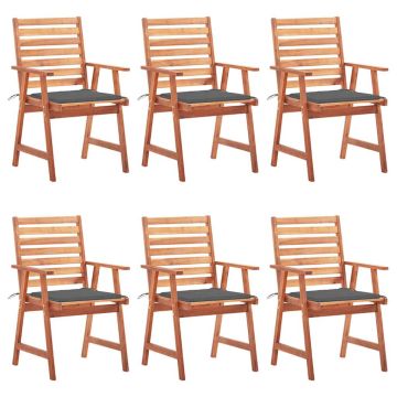 vidaXL Lauko valgomojo kėdės su pagalvėlėmis, 6vnt., akacija