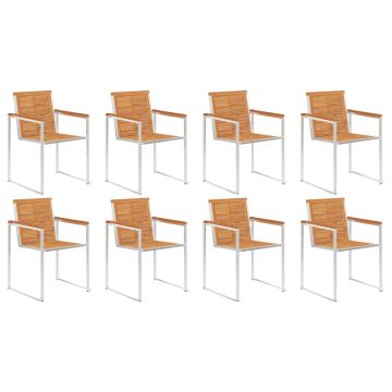 vidaXL Sodo kėdės, 8vnt., akacijos masyvas ir nerūdijantis plienas