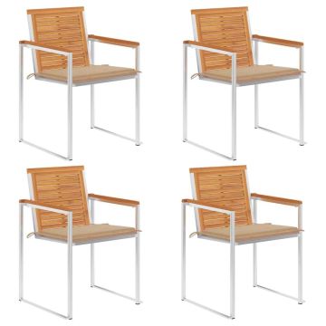 vidaXL Sodo kėdės su pagalvėlėmis, 4vnt., akacijos medienos masyvas