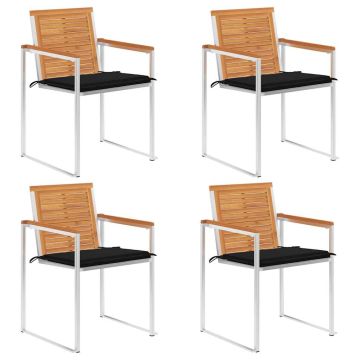 vidaXL Sodo kėdės su pagalvėlėmis, 4vnt., akacijos medienos masyvas