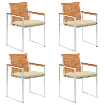 vidaXL Sodo kėdės su pagalvėlėmis, 4vnt., akacijos medienos masyvas