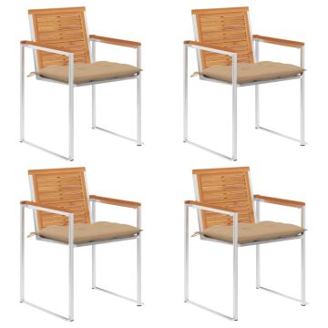 vidaXL Sodo kėdės su pagalvėlėmis, 4vnt., akacijos medienos masyvas