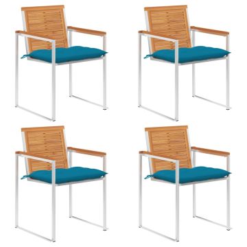 vidaXL Sodo kėdės su pagalvėlėmis, 4vnt., akacijos medienos masyvas