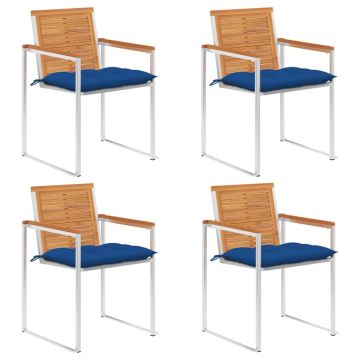 vidaXL Sodo kėdės su pagalvėlėmis, 4vnt., akacijos medienos masyvas