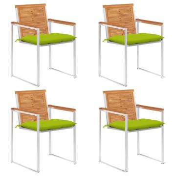 vidaXL Sodo kėdės su pagalvėlėmis, 4vnt., akacijos medienos masyvas