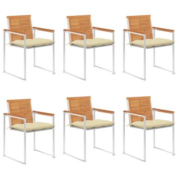 vidaXL Sodo kėdės su pagalvėlėmis, 6vnt., akacijos medienos masyvas