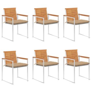 vidaXL Sodo kėdės su pagalvėlėmis, 6vnt., akacijos medienos masyvas