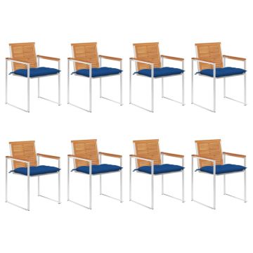 vidaXL Sodo kėdės su pagalvėlėmis, 8vnt., akacijos medienos masyvas