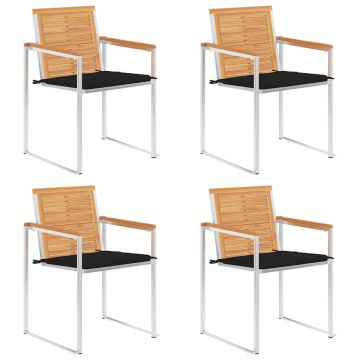 vidaXL Sodo kėdės su pagalvėlėmis, 4vnt., tikmedžio medienos masyvas