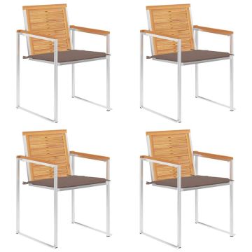 vidaXL Sodo kėdės su pagalvėlėmis, 4vnt., tikmedžio medienos masyvas