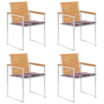 vidaXL Sodo kėdės su pagalvėlėmis, 4vnt., tikmedžio medienos masyvas