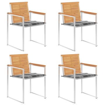 vidaXL Sodo kėdės su pagalvėlėmis, 4vnt., tikmedžio medienos masyvas