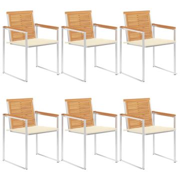 vidaXL Sodo kėdės su pagalvėlėmis, 6vnt., tikmedžio medienos masyvas