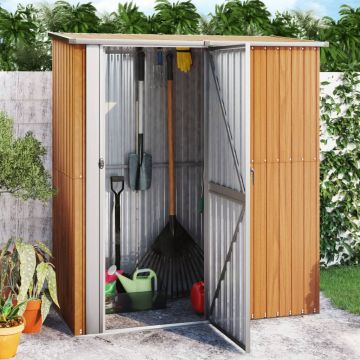 vidaXL Sodo sandėliukas, 180,5x97x209,5 cm, cinkuotas plienas, medžio imitacija