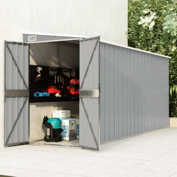 vidaXL Sodo pašiūrė, pilka, 118x382x178cm, galvanizuotas plienas