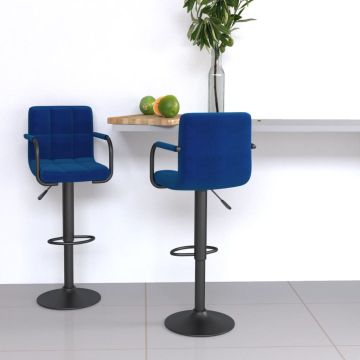 vidaXL Baro taburetės, 2vnt., mėlynos spalvos, audinys