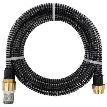 vidaXL Siurbimo žarna su žalvarinėmis jungtimis, juoda, 1,1", 7m, PVC