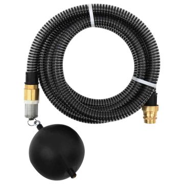 vidaXL Siurbimo žarna su žalvarinėmis jungtimis, juoda, 1,1", 7m, PVC