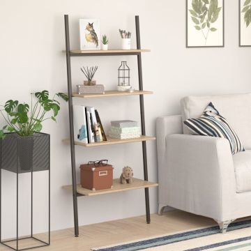 vidaXL Atremiama lentyna, 4 pakopų, šviesiai ruda/juoda, 64x34x150,5cm