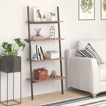 vidaXL Atremiama lentyna, 4 pakopų, tamsiai ruda/juoda, 64x34x150,5cm