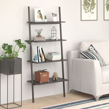 vidaXL Atremiama lentyna, 4 pakopų, juodos spalvos, 64x34x150,5cm