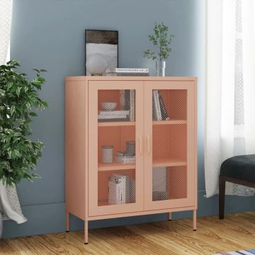 vidaXL Sandėliavimo spintelė, rožinės spalvos, 80x35x101,5cm, plienas