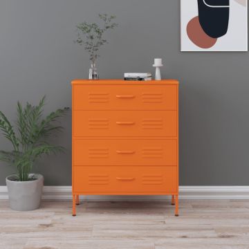 vidaXL Komoda su stalčiais, oranžinės spalvos, 80x35x101,5cm, plienas