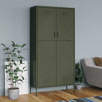 vidaXL Drabužių spinta, alyvuogių žalia, 90x50x180cm, plienas