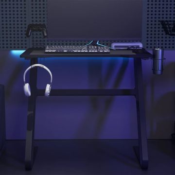 vidaXL Žaidimų stalas su ZZ formos kojelėmis, juodas, 90x60x75cm