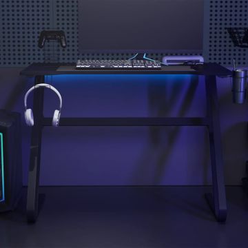 vidaXL Žaidimų stalas su ZZ formos kojelėmis, juodas, 110x60x75cm