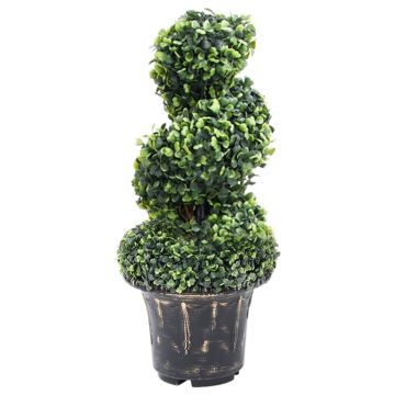 vidaXL Dirbtinis buksmedis vazone, žalias, 59cm, spiralės formos