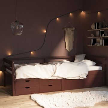 vidaXL Lovos rėmas su stalčiais ir spintele, rudas, 90x200cm, pušis