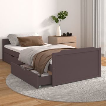 vidaXL Lovos rėmas su stalčiais, tamsiai rudas, 90x200cm, pušis