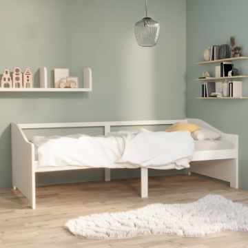 vidaXL Trivietė lova, balta, 90x200cm, pušies medienos masyvas