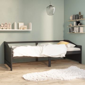vidaXL Trivietė lova, tamsiai pilka, 90x200cm, pušies medienos masyvas