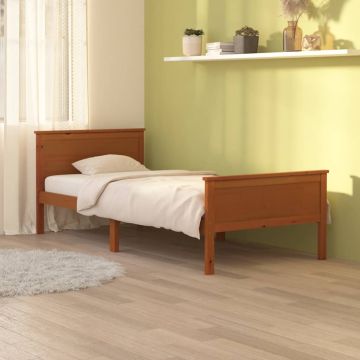 vidaXL Lovos rėmas, medaus rudas, 90x200cm, pušies medienos masyvas