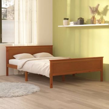 vidaXL Lovos rėmas, medaus rudas, 120x200cm, pušies medienos masyvas