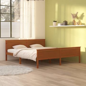 vidaXL Lovos rėmas, medaus rudas, 180x200cm, pušies medienos masyvas