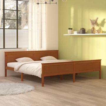 vidaXL Lovos rėmas, medaus rudas, 200x200cm, pušies medienos masyvas