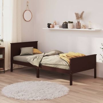 vidaXL Lovos rėmas, tamsiai rudas, 100x200cm, pušies medienos masyvas
