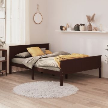 vidaXL Lovos rėmas, tamsiai rudas, 120x200cm, pušies medienos masyvas